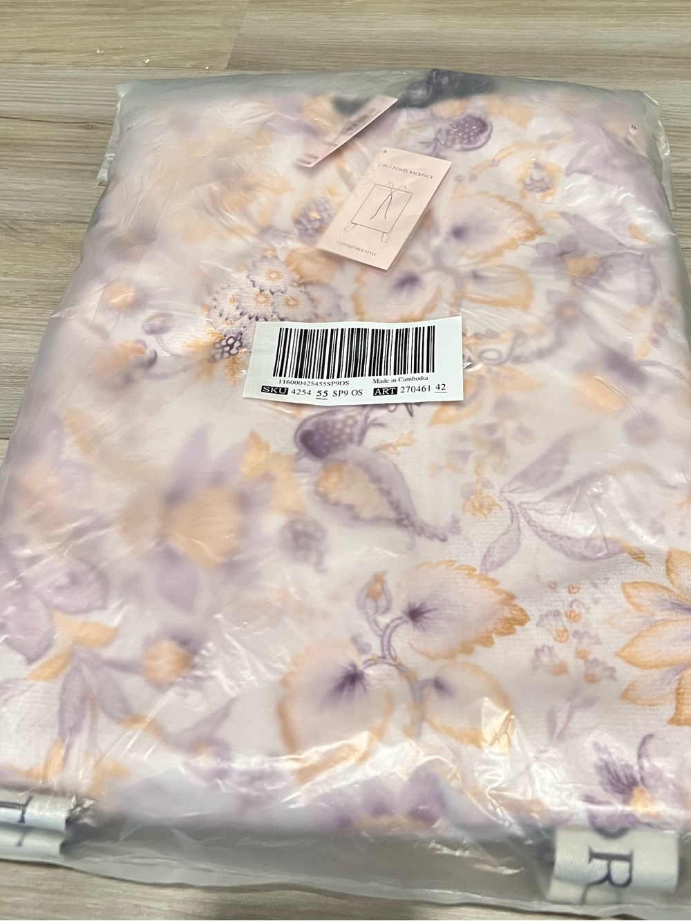Victoria's Secret Lavender Floral Backpack with Branded Cream Straps - Picture 3 of 3